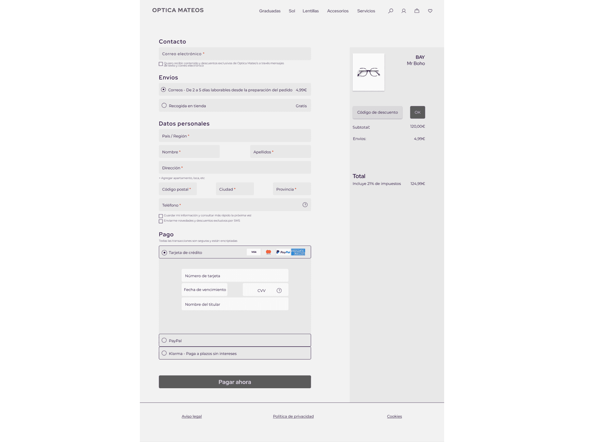 Optica Mateos Main Screen 4